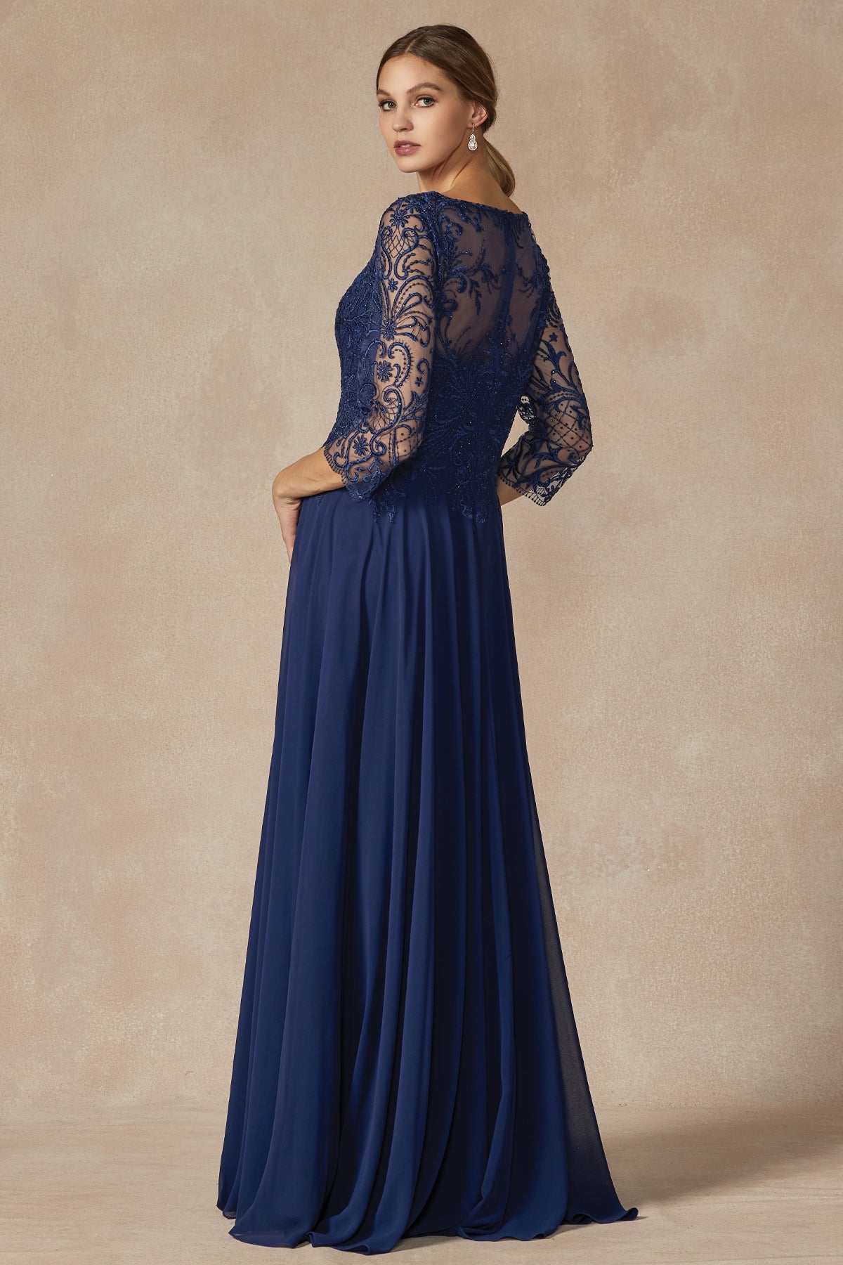 Embroidered Lace Beaded Bodice Long Mother Of The Bride Dress JTM11 Sale