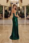 Scoop Pleaded Bustline Embellished by Silver Beading Edges Gown NXR1818