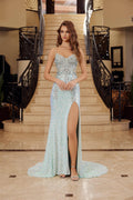 Elegant Beaded Embellished A-Line Long Formal Prom Evening Gown NXG1655