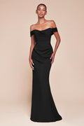 Elegant Bridesmaid Strapless Gown w/ Draped Neckline & Convertible Tie CD7433