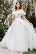 Maurelle Illusion Scoop Corset Sheer Embroidered Bodice Long Wedding Dress CDA1070W