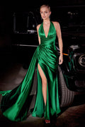 SATIN HALTER GOWN CDCH079