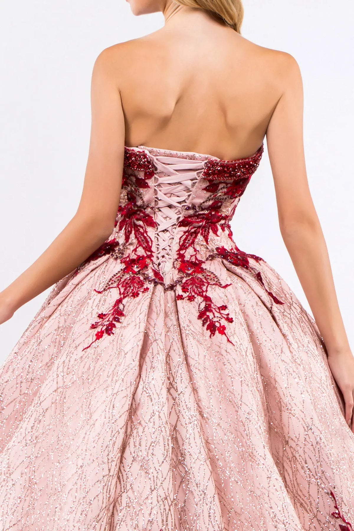 Product/beads embellished neckline full glitter mesh quinceanera dress GLGL1957