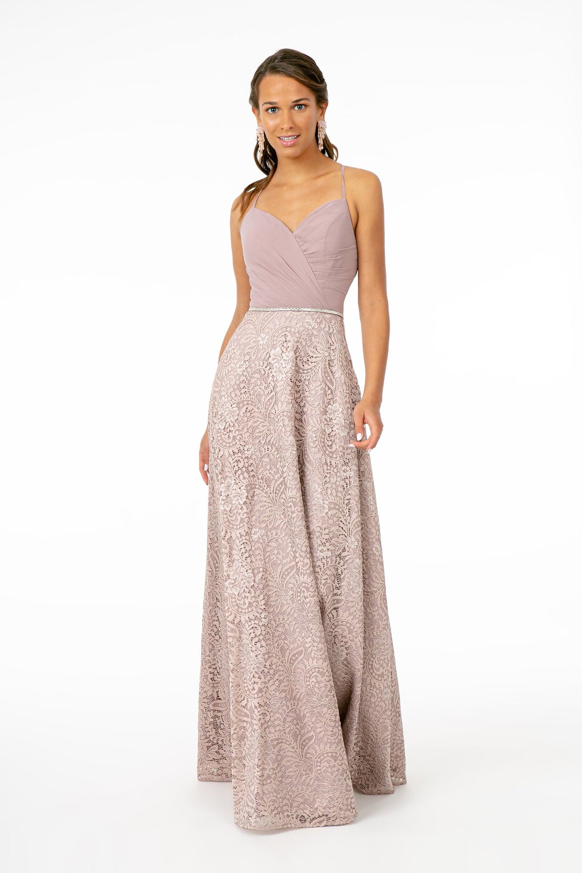 Sweetheart Neckline Lace A-Line w/ Cut-Out-Back Long Prom Dress GLGL2667