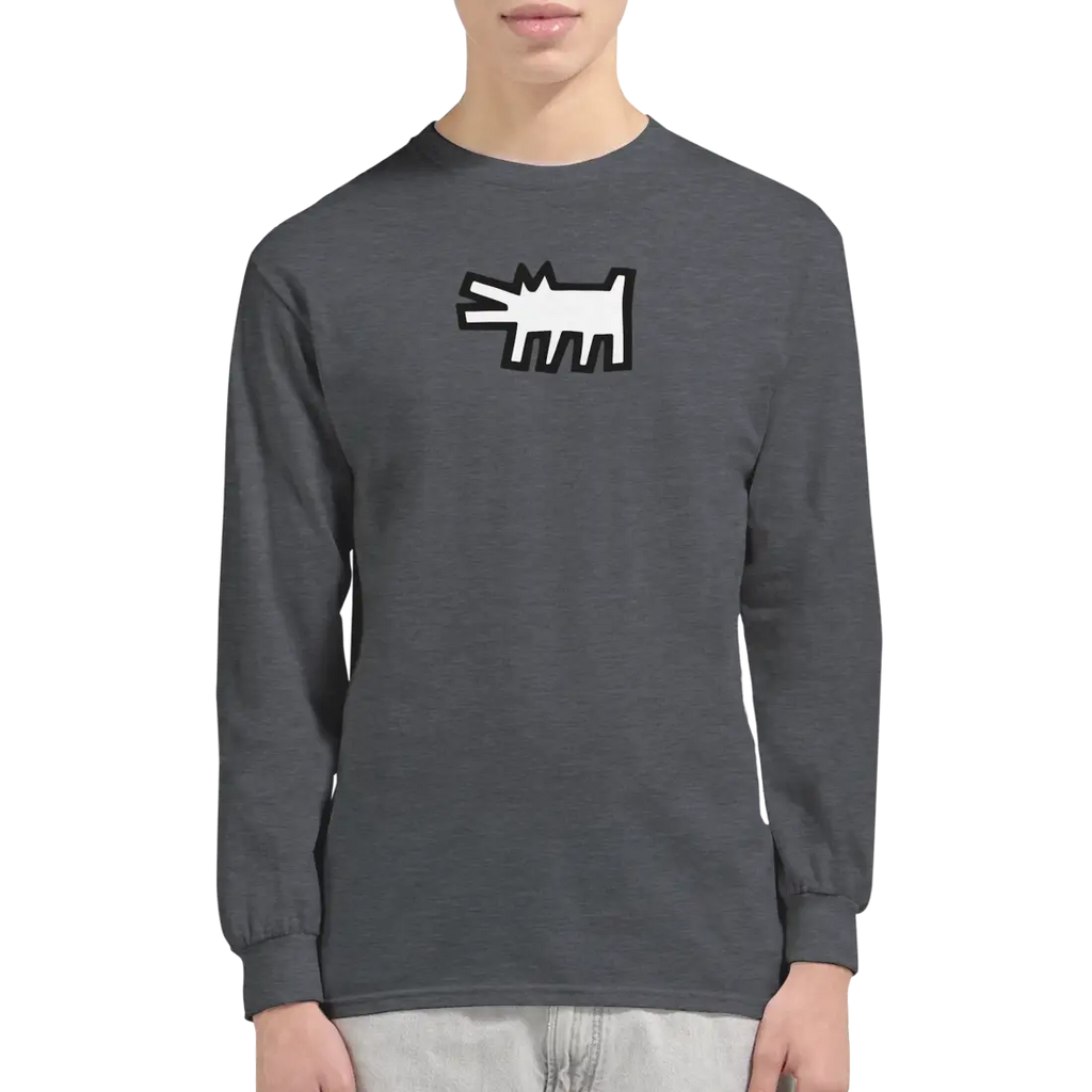 Haring's - The Barking Dog Icon, 1990 Street Art Long Sleeve Shirt
